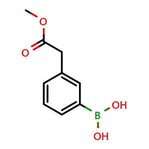 Chemical structure of 3-(2-Methoxy-2-oxoethyl)phenylboronic acid , CAS 643094-11-5, AChemBlock T97144