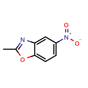 Chemical structure of 2-Methyl-5-nitrobenzo[d]oxazole , CAS 32046-51-8, AChemBlock T97151