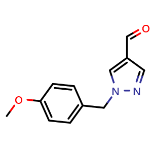 Chemical structure of 1-[(4-methoxyphenyl)methyl]-1H-pyrazole-4-carbaldehyde , CAS 153687-35-5, AChemBlock T97162
