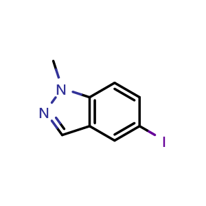 Chemical structure of 5-Iodo-1-methyl-1H-indazole , CAS 1072433-59-0, AChemBlock T97180