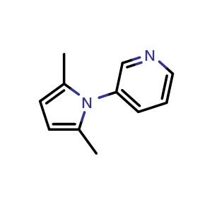 Chemical structure of 3-(2,5-dimethyl-1H-pyrrol-1-yl)pyridine , CAS 91349-99-4, AChemBlock T97189