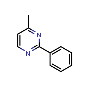 Chemical structure of 4-Methyl-2-phenylpyrimidine , CAS 34771-48-7, AChemBlock T97196