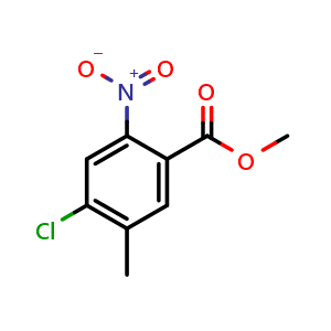 Chemical structure of methyl 4-chloro-5-methyl-2-nitrobenzoate , CAS 1807268-54-7, AChemBlock T97198