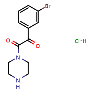 Chemical structure of 1-(3-bromophenyl)-2-(piperazin-1-yl)ethane-1,2-dione hydrochloride , CAS 1951442-06-0, AChemBlock T97216