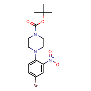 Chemical structure of tert-butyl 4-(4-bromo-2-nitrophenyl)piperazine-1-carboxylate , CAS 474329-57-2, AChemBlock T97220