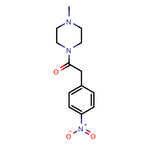 Chemical structure of 1-(4-methylpiperazin-1-yl)-2-(4-nitrophenyl)ethanone , CAS 150784-49-9, AChemBlock T97221