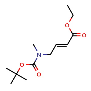 Chemical structure of (E)-ethyl 4-((tert-butoxycarbonyl)(methyl)amino)but-2-enoate , CAS 149650-08-8, AChemBlock T97229