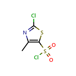 Chemical structure of 2-Chloro-4-methylthiazole-5-sulfonyl chloride , CAS 292138-59-1, AChemBlock T97294