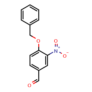 Chemical structure of 3-nitro-4-phenylmethoxybenzaldehyde , CAS 22955-07-3, AChemBlock T97303