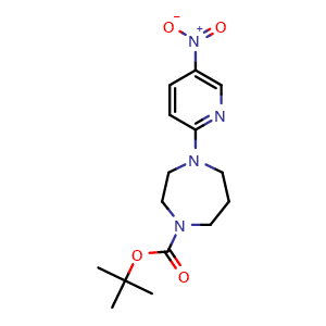 Chemical structure of tert-Butyl 4-(5-nitropyridin-2-yl)-1,4-diazepane-1-carboxylate , CAS 220220-25-7, AChemBlock T97304