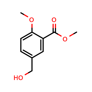 Chemical structure of methyl 5-(hydroxymethyl)-2-methoxybenzoate , CAS 191604-81-6, AChemBlock T97312