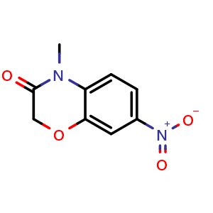Chemical structure of 4-methyl-7-nitro-2H-benzo[b][1,4]oxazin-3(4H)-one , CAS 141068-80-6, AChemBlock T97325