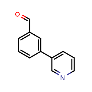 Chemical structure of 3-pyridin-3-ylbenzaldehyde , CAS 131231-24-8, AChemBlock T97331