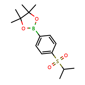Chemical structure of 4,4,5,5-tetramethyl-2-(4-propan-2-ylsulfonylphenyl)-1,3,2-dioxaborolane , CAS 1256359-13-3, AChemBlock T97335