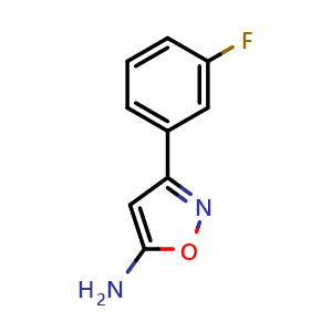 Chemical structure of 3-(3-Fluorophenyl)isoxazol-5-amine , CAS 119162-50-4, AChemBlock T97338