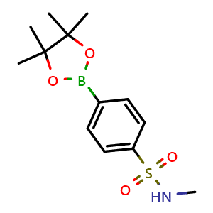 Chemical structure of N-methyl-4-(4,4,5,5-tetramethyl-1,3,2-dioxaborolan-2-yl)benzenesulfonamide , CAS 1073353-47-5, AChemBlock T97345