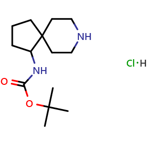 Chemical structure of tert-butyl N-(8-azaspiro[4.5]decan-4-yl)carbamate hydrochloride , CAS 2055405-79-1, AChemBlock T97361