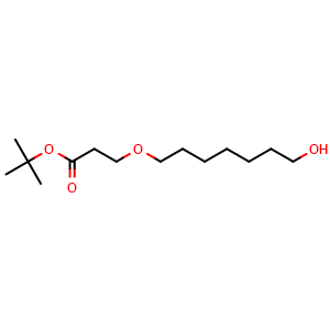 Chemical structure of tert-Butyl 3-(7-hydroxyheptyloxy)propanoate , CAS 2361118-76-3, AChemBlock T97378