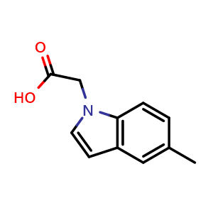 Chemical structure of 5-Methyl-indole-1-acetic acid , CAS 1498800-43-3, AChemBlock T97381