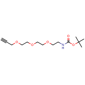 Chemical structure of Propargyl-PEG3-NHBoc , CAS 1333880-60-6, AChemBlock T97383