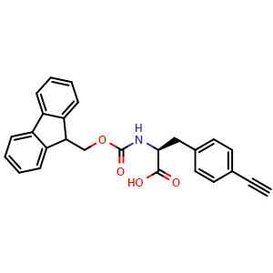 Chemical structure of N-Fmoc-4-ethynyl-L-phenylalanine , CAS 1228049-41-9, AChemBlock T97394