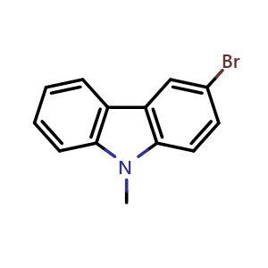 Chemical structure of 3-bromo-9-methylcarbazole , CAS 91828-08-9, AChemBlock T97406