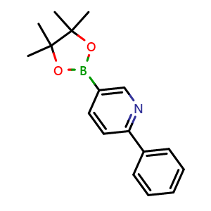 Chemical structure of 2-phenyl-5-(4,4,5,5-tetramethyl-1,3,2-dioxaborolan-2-yl)pyridine , CAS 879291-27-7, AChemBlock T97411