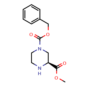 Chemical structure of Methyl (S)-4-N-Cbz-piperazine-2-carboxylate , CAS 225517-81-7, AChemBlock T97445