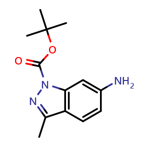Chemical structure of tert-butyl 6-amino-3-methyl-1H-indazole-1-carboxylate , CAS 219507-75-2, AChemBlock T97446