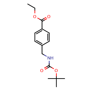 Chemical structure of ethyl 4-[[(2-methylpropan-2-yl)oxycarbonylamino]methyl]benzoate , CAS 157311-42-7, AChemBlock T97456