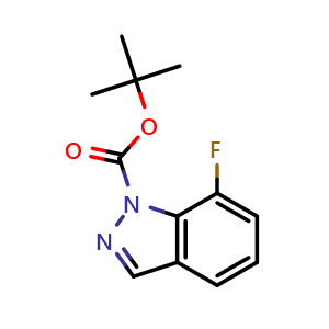 Chemical structure of tert-butyl 7-fluoro-1H-indazole-1-carboxylate , CAS 1305320-59-5, AChemBlock T97460