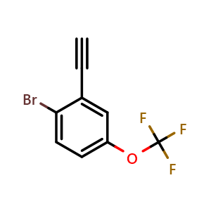 Chemical structure of 2-Bromo-5-(trifluoromethoxy)phenylacetylene , CAS 2379918-32-6, AChemBlock T97480