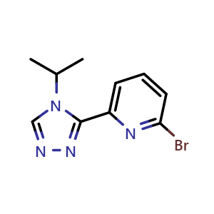 Chemical structure of 2-bromo-6-(4-isopropyl-4H-1,2,4-triazol-3-yl)pyridine , CAS 2093329-79-2, AChemBlock T97483