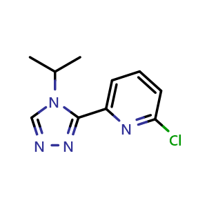 Chemical structure of 2-chloro-6-(4-isopropyl-4H-1,2,4-triazol-3-yl)pyridine , CAS 1952356-91-0, AChemBlock T97486