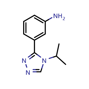 Chemical structure of 3-(4-isopropyl-4H-1,2,4-triazol-3-yl)aniline , CAS 1248171-73-4, AChemBlock T97488