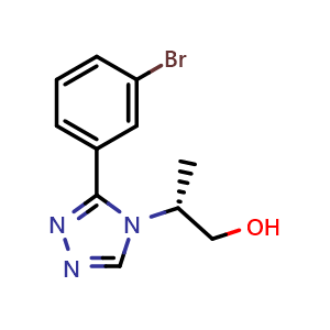 Chemical structure of (R)-2-(3-(3-bromophenyl)-4H-1,2,4-triazol-4-yl)propan-1-ol , CAS 2411590-77-5, AChemBlock T97490