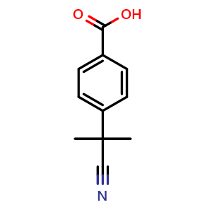 Chemical structure of 4-(2-cyanopropan-2-yl)benzoic acid , CAS 129488-74-0, AChemBlock T97501