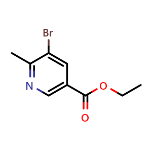 Chemical structure of 5-Bromo-6-methyl-nicotinic acid ethyl ester , CAS 1190862-70-4, AChemBlock T97502