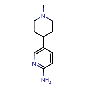 Chemical structure of 5-(1-methylpiperidin-4-yl)pyridin-2-amine , CAS 1346673-25-3, AChemBlock T97504