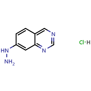 Chemical structure of 7-hydrazinylquinazoline hydrochloride , CAS 2411635-84-0, AChemBlock T97505