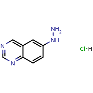 Chemical structure of 6-hydrazinylquinazoline hydrochloride , CAS 2411640-59-8, AChemBlock T97506
