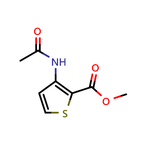Chemical structure of Methyl 3-acetamidothiophene-2-carboxylate , CAS 22288-79-5, AChemBlock T97516