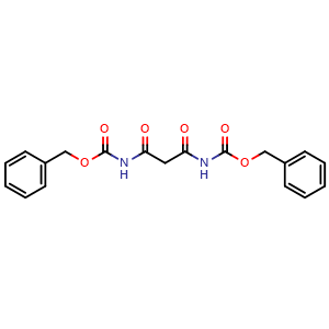 Chemical structure of benzyl N-[3-(benzyloxycarbonylamino)-3-oxo-propanoyl]carbamate , CAS 94254-56-5, AChemBlock T97532