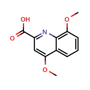 Chemical structure of 4,8-Dimethoxyquinoline-2-carboxylic acid , CAS 28027-15-8, AChemBlock T97556