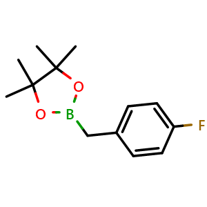 Chemical structure of 2-(4-Fluorobenzyl)-4,4,5,5-tetramethyl-1,3,2-dioxaborolane , CAS 243145-83-7, AChemBlock T97559