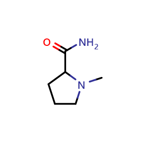 Chemical structure of 1-methylpyrrolidine-2-carboxamide , CAS 1085430-91-6, AChemBlock T97580