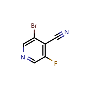 Chemical structure of 3-bromo-5-fluoroisonicotinonitrile , CAS 1353636-66-4, AChemBlock T97600
