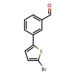 Chemical structure of 3-(5-Bromothiophen-2-yl)benzaldehyde , CAS 1528694-65-6, AChemBlock T97606