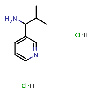 Chemical structure of 2-methyl-1-(3-pyridyl)-1-propylamine dihydrochloride , CAS 72954-99-5, AChemBlock T97614