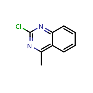 Chemical structure of 2-Chloro-4-methylquinazoline , CAS 6141-14-6, AChemBlock T97618